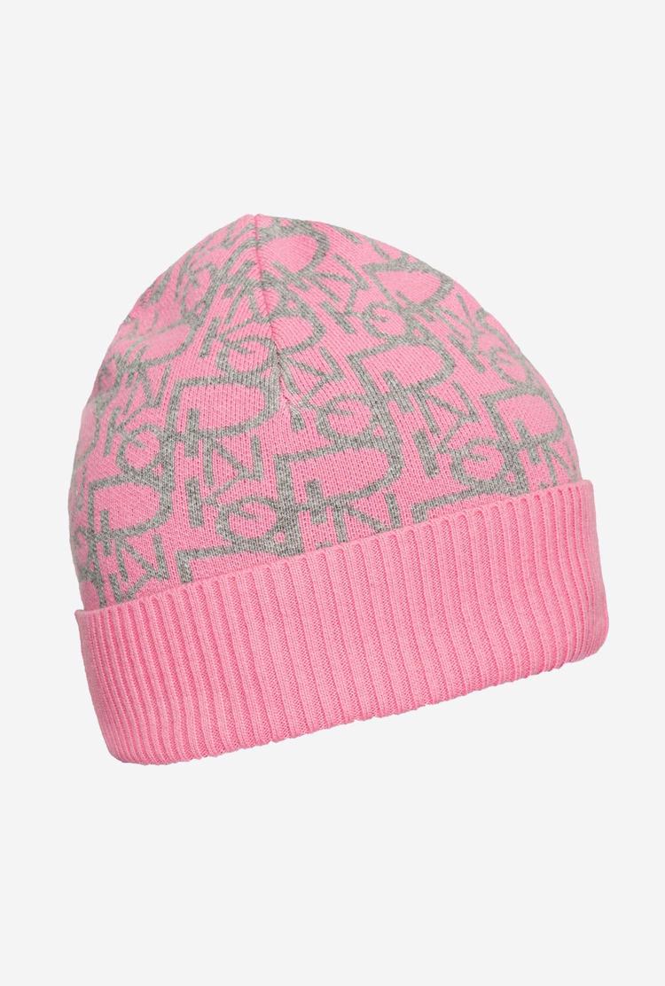 Women's Pinko Cashmere Jacquard Beanie Pink/Grey | Australia-76590129