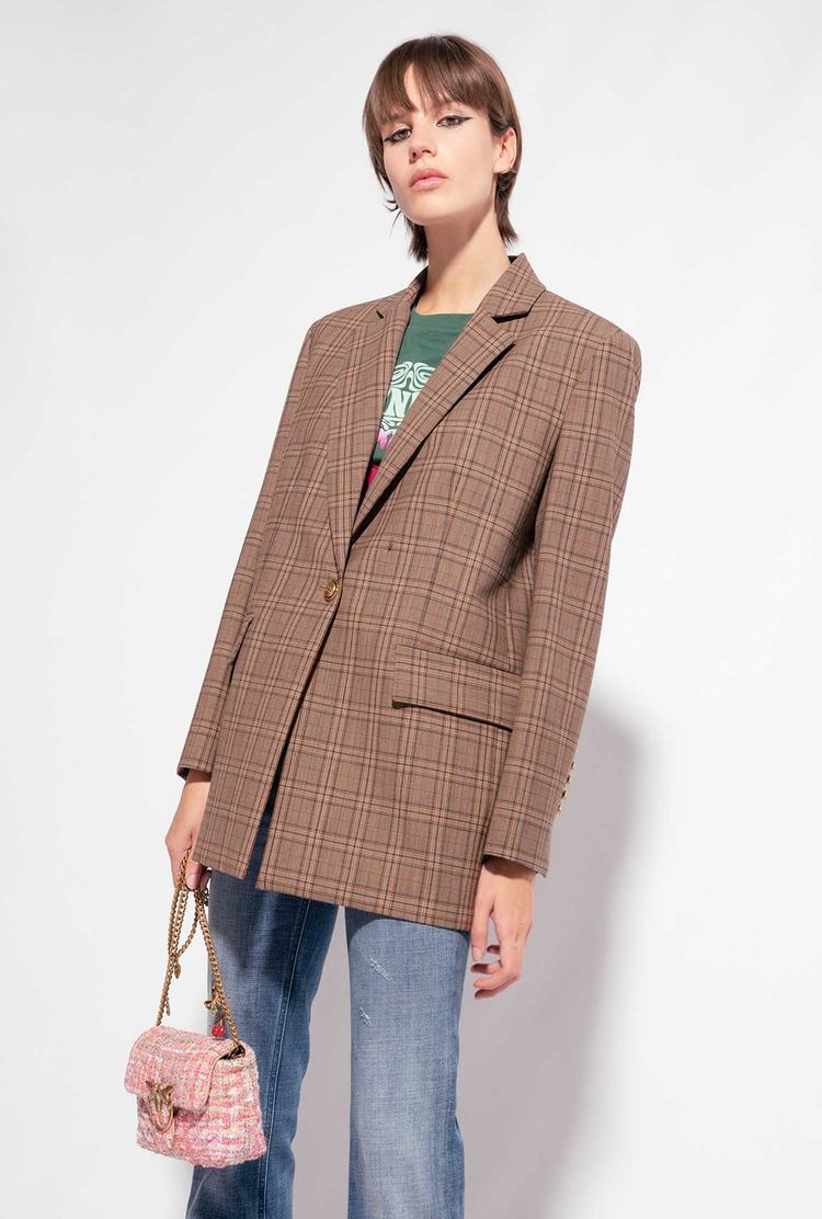 Women's Pinko Check Blazers Brown | Australia-12039859