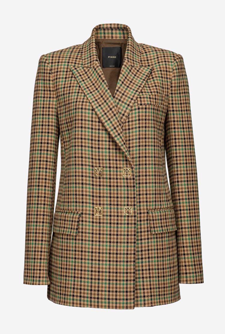 Women's Pinko Check Blazers Brown/Light Green | Australia-65837109