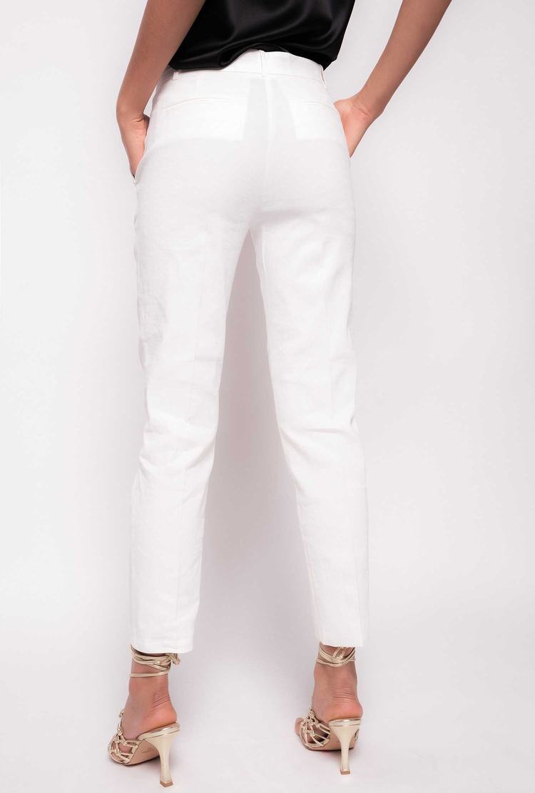 Women's Pinko Cigarette-fit Linen-fabric Pants White | Australia-48529369