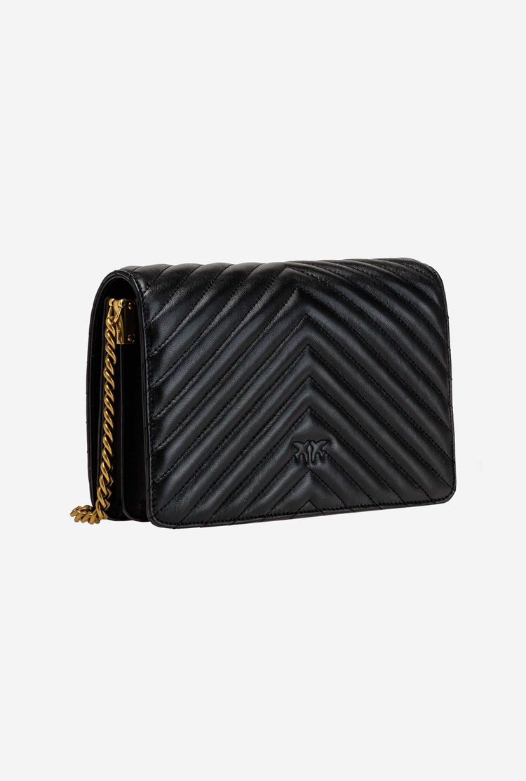 Women's Pinko Classic Love Bag Click Chevron Crossbody Bags Black Gold | Australia-82156099