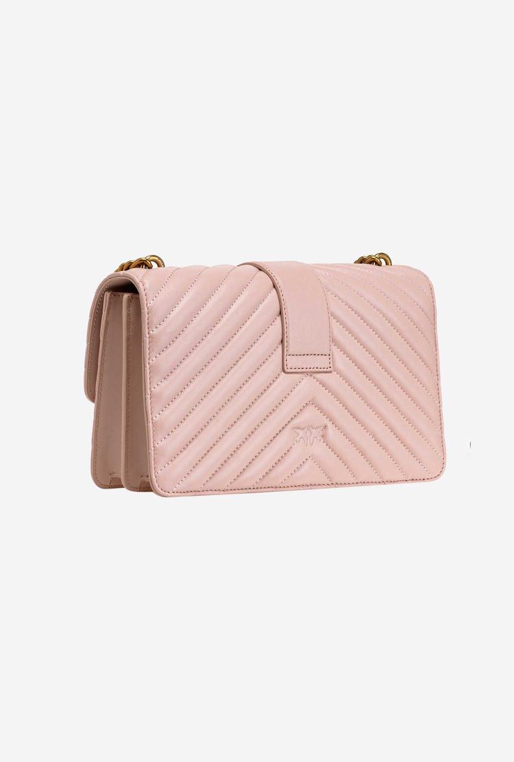 Women's Pinko Classic Love Bag Icon Chevron Crossbody Bags Pink Gold | Australia-63490219