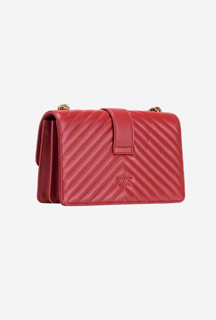 Women's Pinko Classic Love Bag Icon Chevron Crossbody Bags Red Gold | Australia-83651029