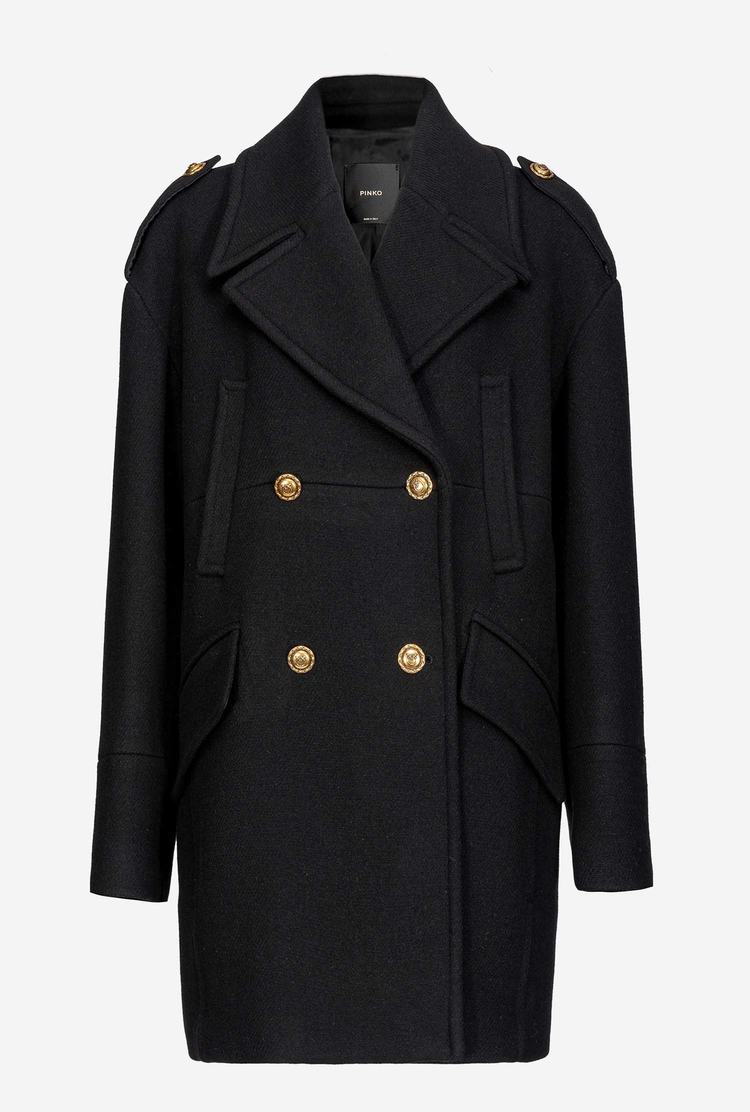 Women's Pinko Cloth Pea Coats Black | Australia-23078159