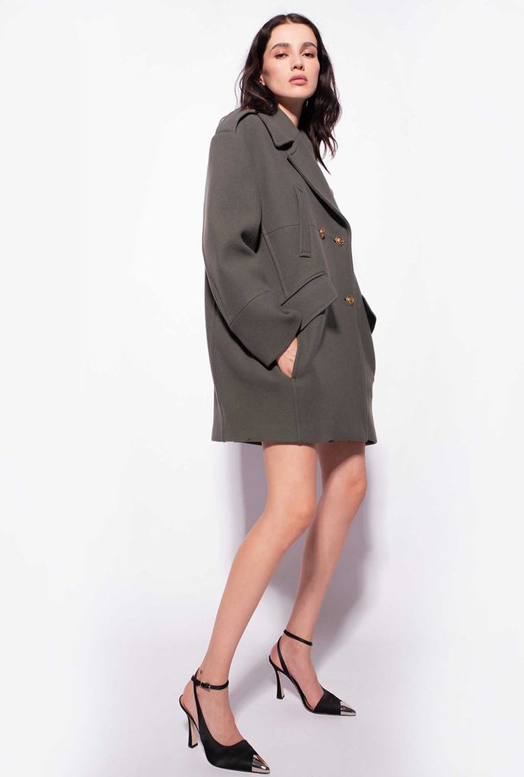 Women's Pinko Cloth Pea Coats Dark Green | Australia-67402399