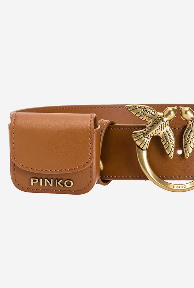 Women's Pinko Coin Pocket Belts Brown Gold | Australia-15879639