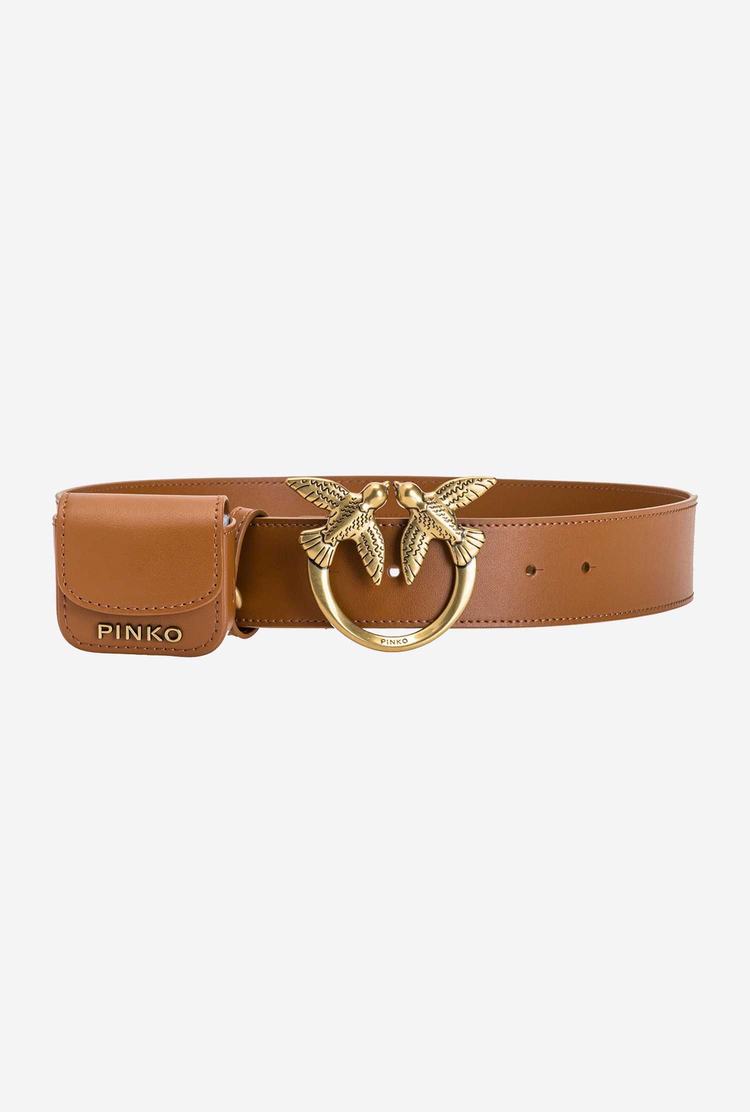 Women\'s Pinko Coin Pocket Belts Brown Gold | Australia-15879639