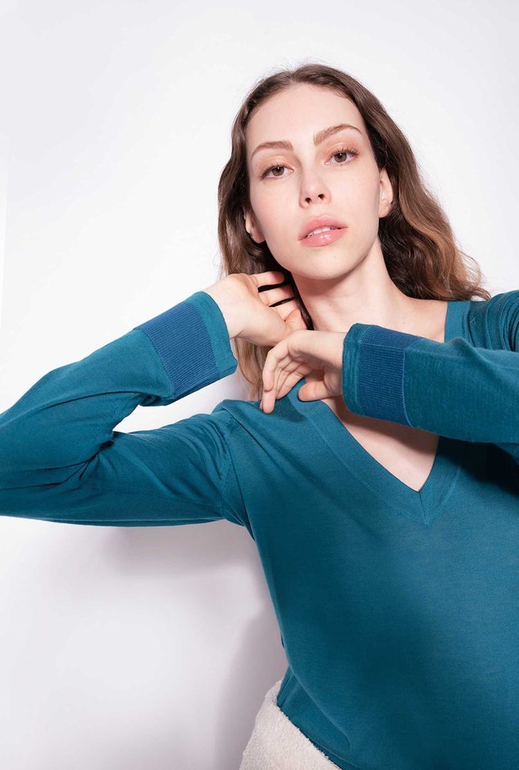 Women's Pinko Colour-block Sweaters Peacock Green | Australia-09137249