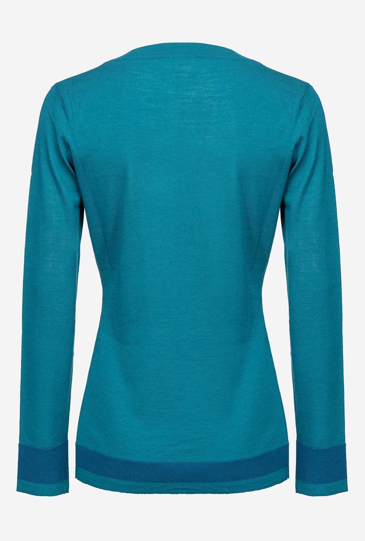 Women's Pinko Colour-block Sweaters Peacock Green | Australia-09137249