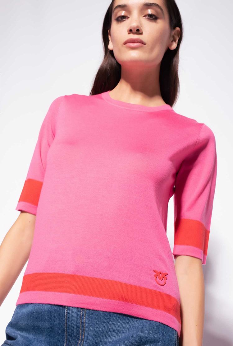 Women's Pinko Colour-block Sweaters Red | Australia-10257689