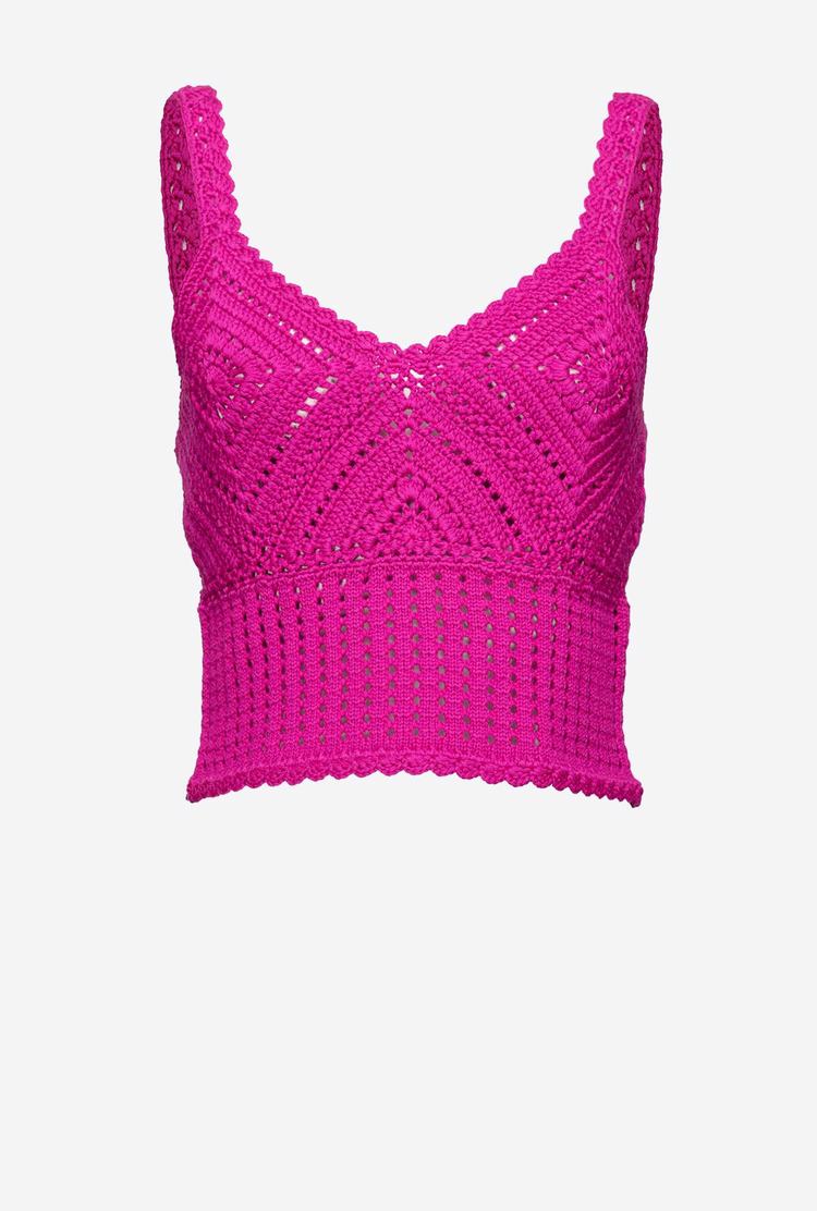 Women's Pinko Crocheted Tanks Fuchsia | Australia-78623909