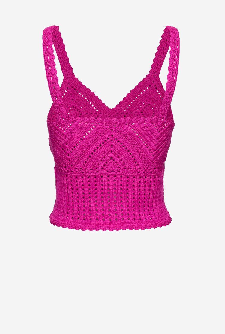 Women's Pinko Crocheted Tanks Fuchsia | Australia-78623909