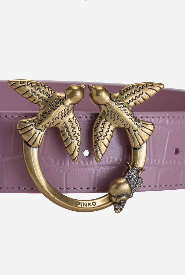 Women's Pinko Crocodile Print Belts Pink Gold | Australia-40168579