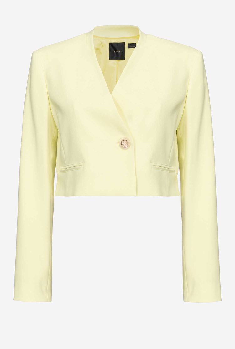 Women's Pinko Cropped Blazers Light Yellow | Australia-01437589