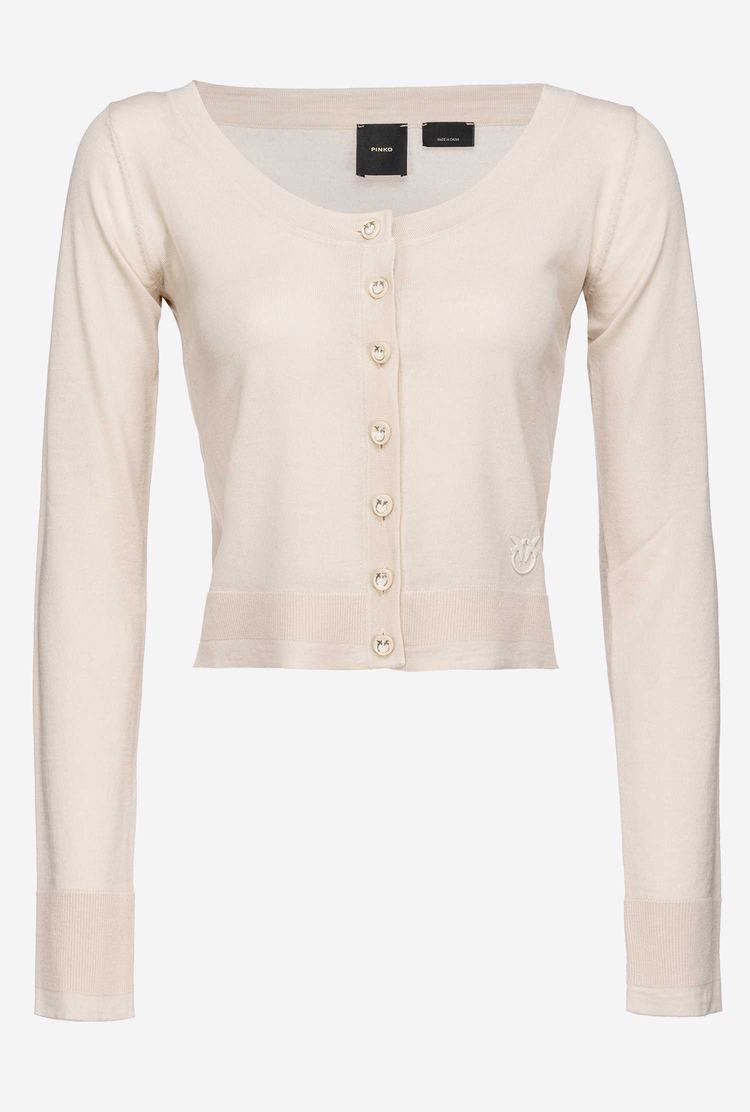 Women's Pinko Cropped Colour-block Cardigan Beige | Australia-67139529