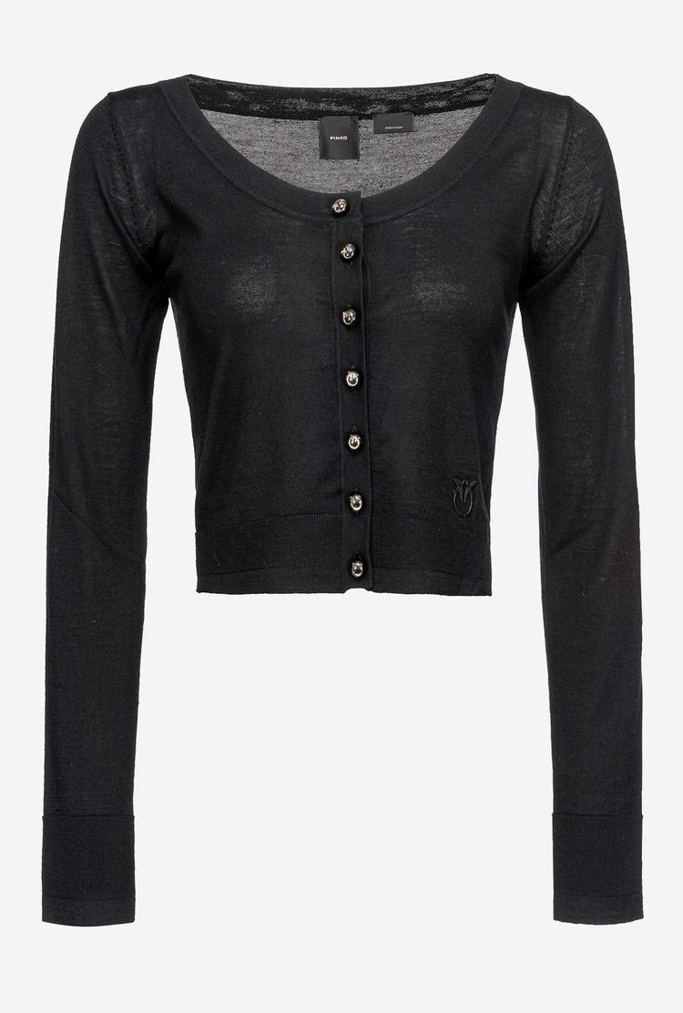 Women's Pinko Cropped Colour-block Cardigan Black | Australia-80169549