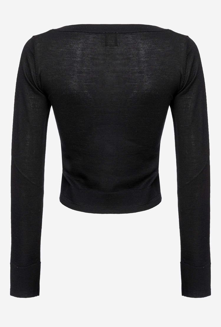 Women's Pinko Cropped Colour-block Cardigan Black | Australia-80169549