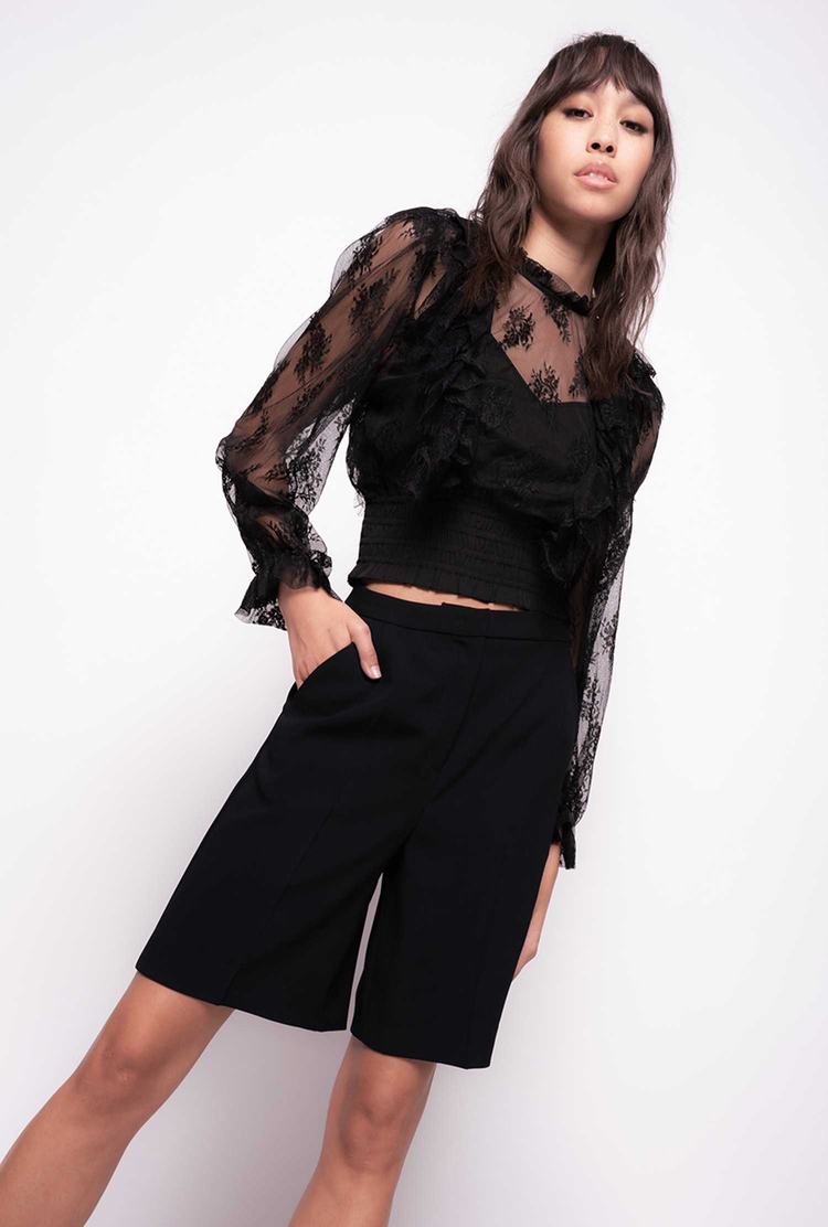 Women\'s Pinko Cropped Lace Shirts Black | Australia-82390459