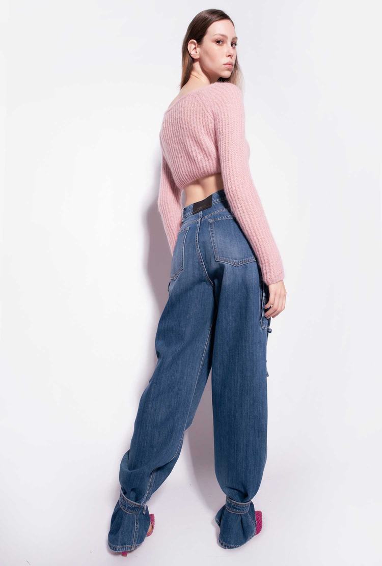 Women's Pinko Cropped Mohair-blend Sweaters Pink | Australia-95124679