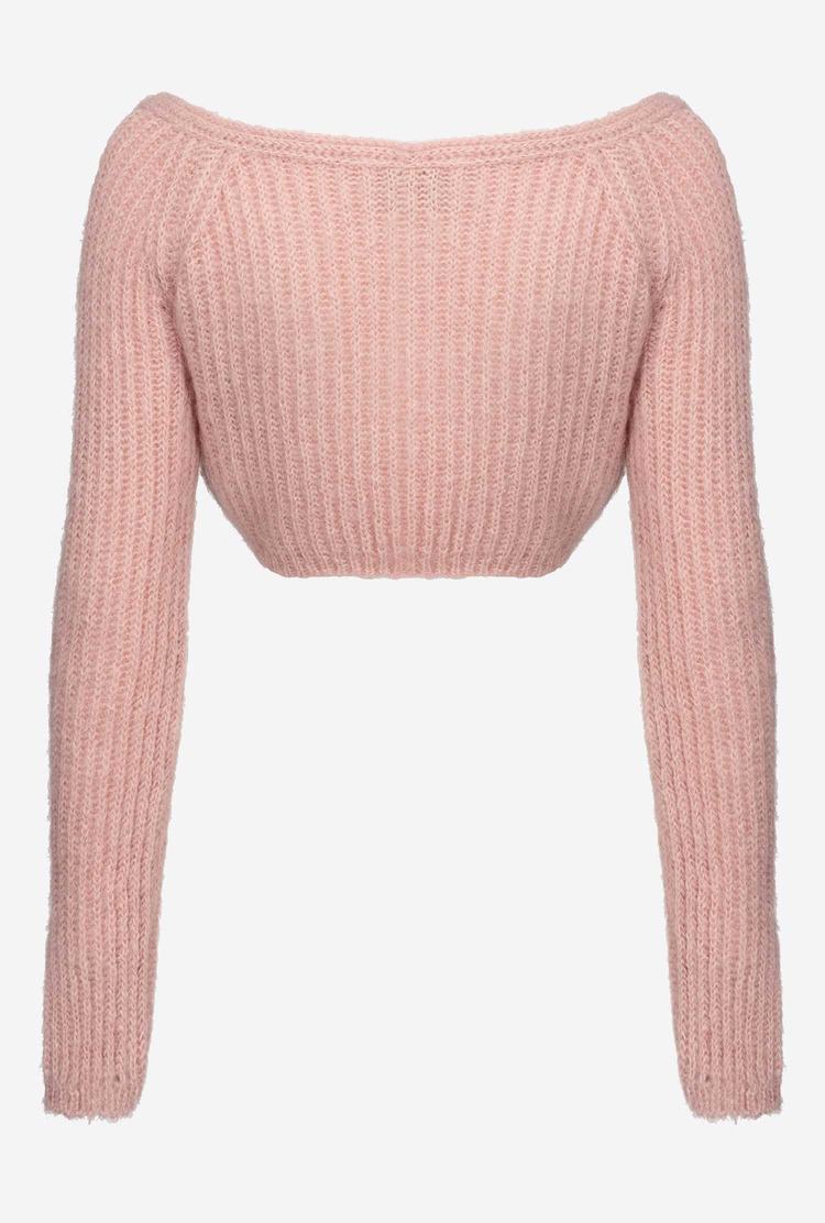 Women's Pinko Cropped Mohair-blend Sweaters Pink | Australia-95124679