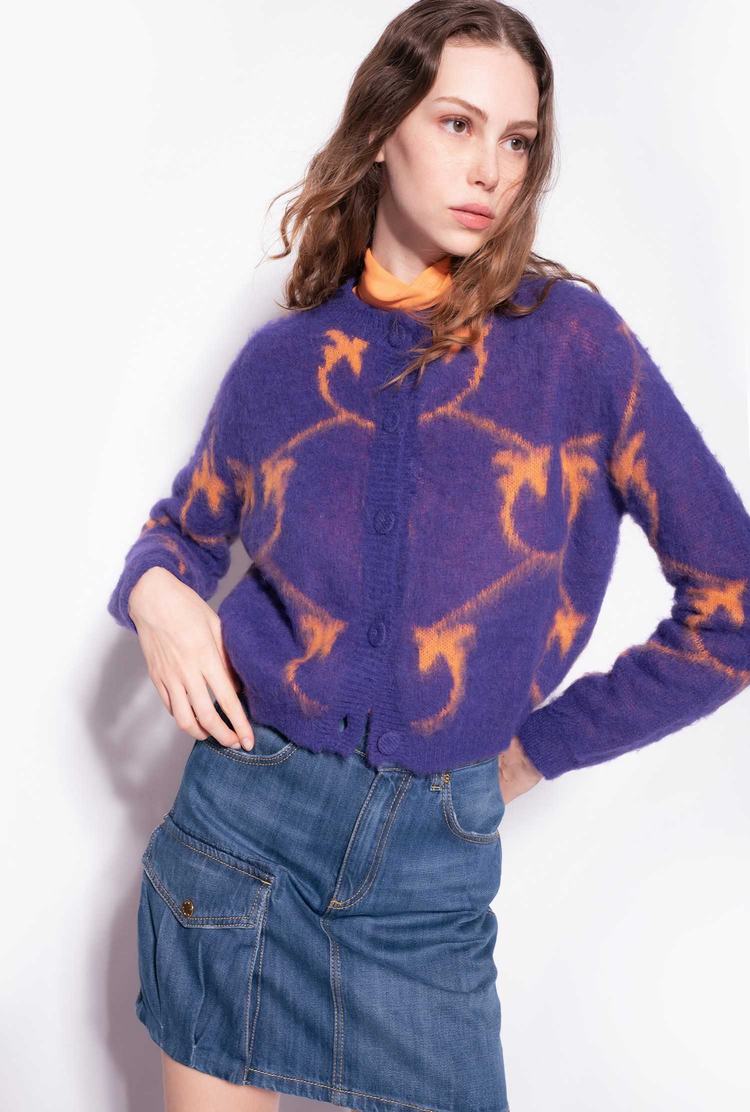 Women's Pinko Cropped Monogram Jacquard Cardigan Purple/Orange | Australia-84603519