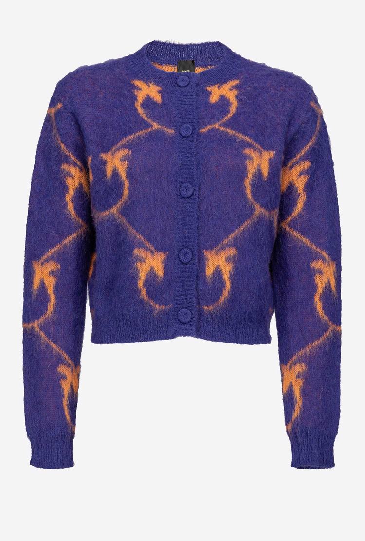 Women's Pinko Cropped Monogram Jacquard Cardigan Purple/Orange | Australia-84603519