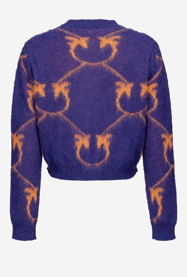 Women's Pinko Cropped Monogram Jacquard Cardigan Purple/Orange | Australia-84603519