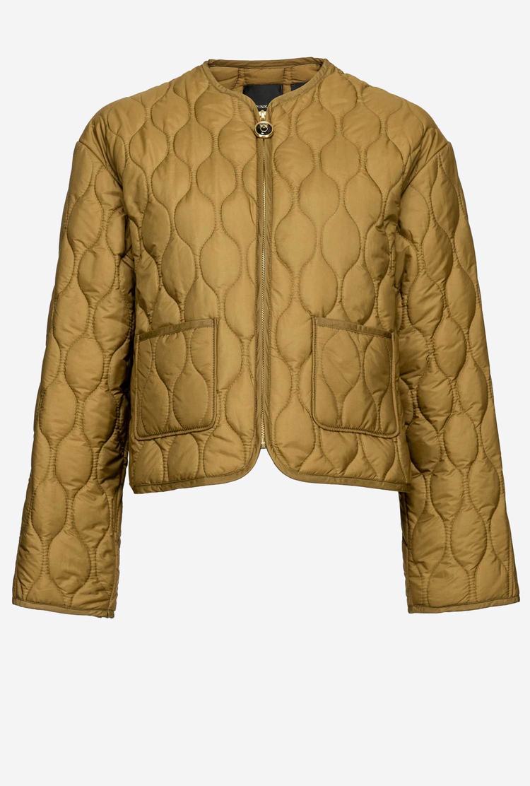 Women's Pinko Cropped Quilted Coats Brown | Australia-21960759