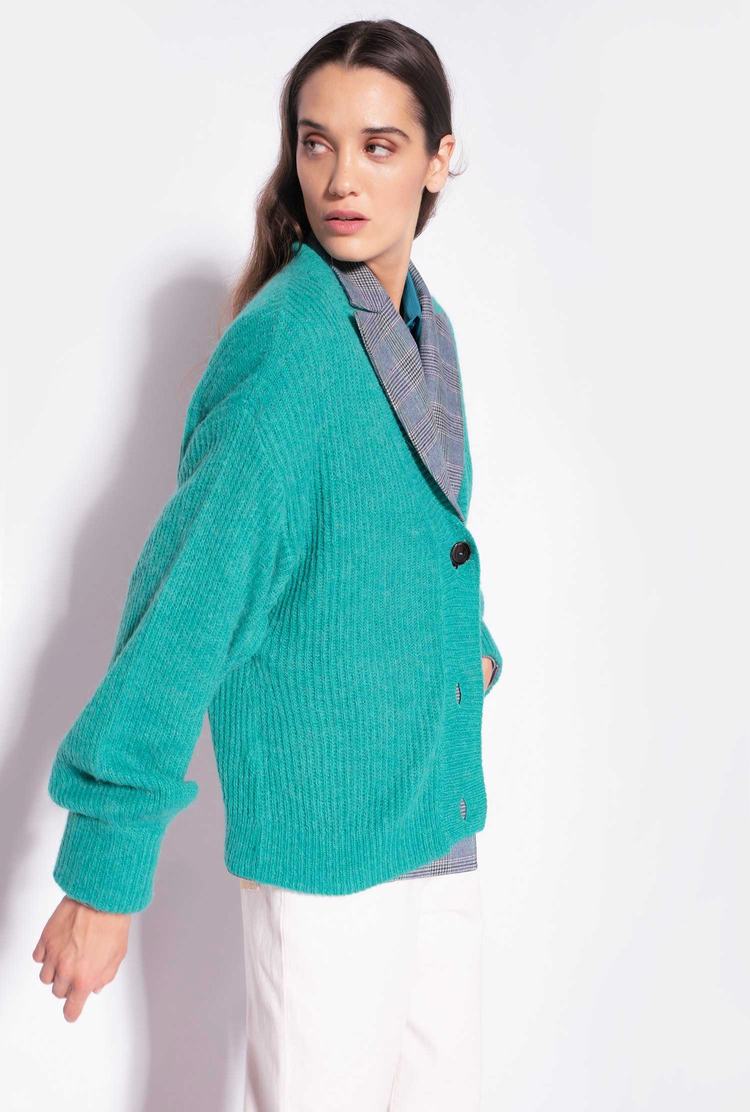 Women's Pinko Cropped Rib-knit Cardigan Turquoise | Australia-10287599