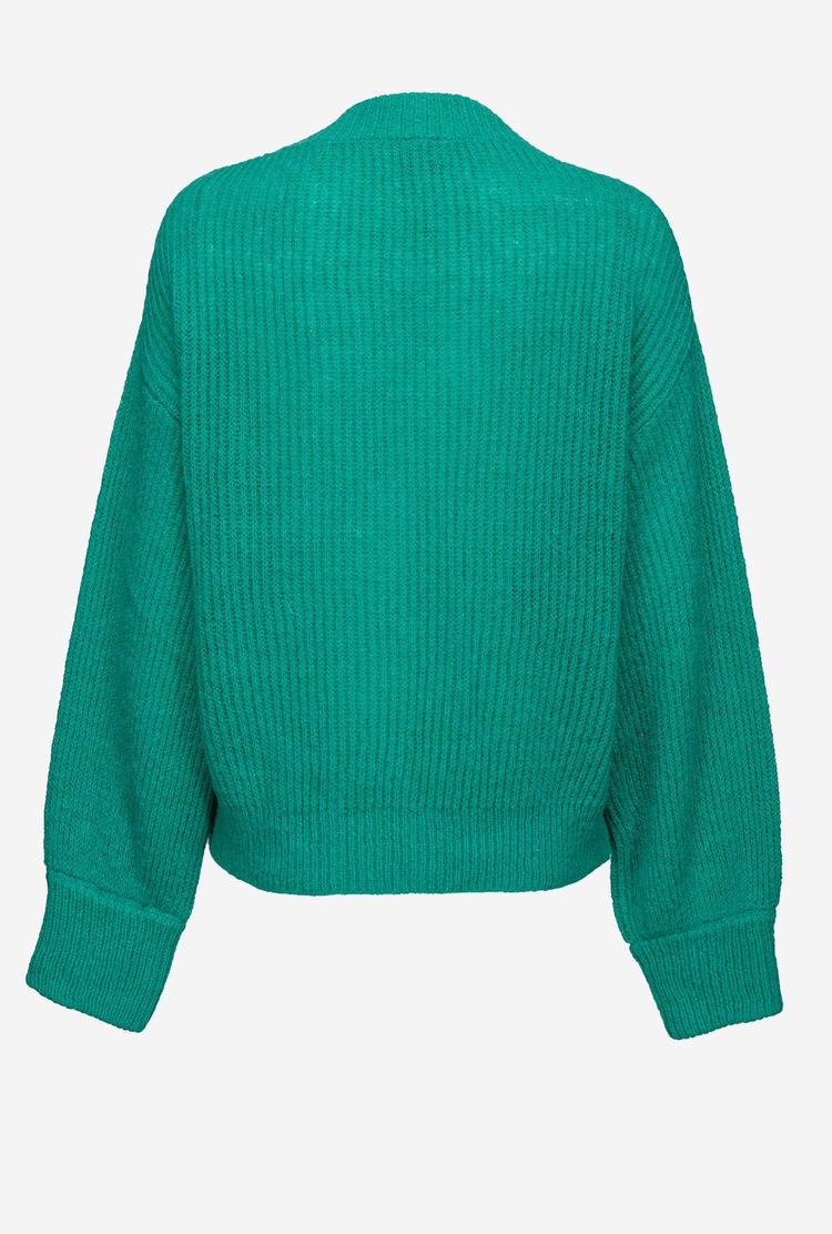 Women's Pinko Cropped Rib-knit Cardigan Turquoise | Australia-10287599