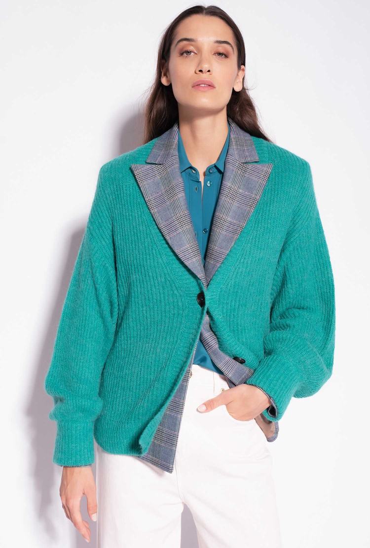 Women\'s Pinko Cropped Rib-knit Cardigan Turquoise | Australia-10287599