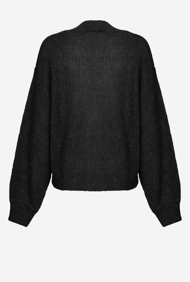 Women's Pinko Cropped Rib-knit Cardigan Black | Australia-57629039