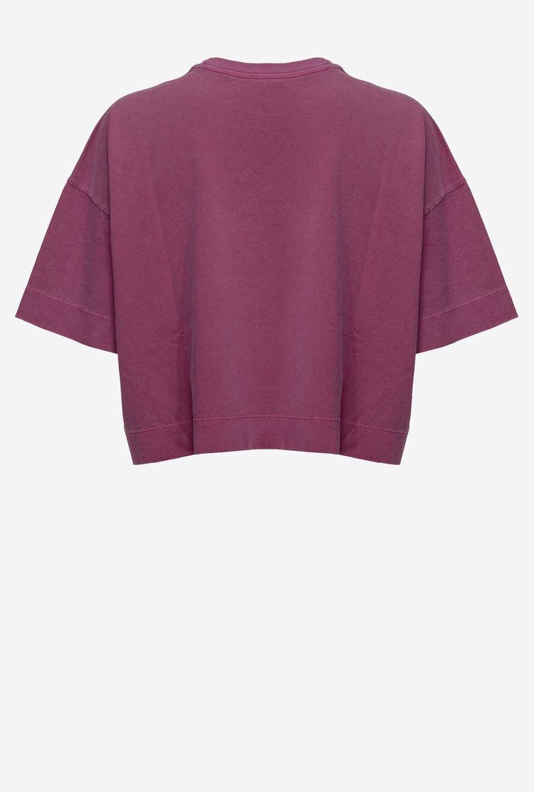 Women's Pinko Cropped Western T Shirts Dark Purple | Australia-17403869