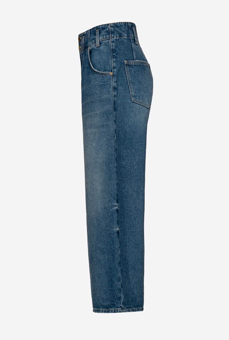 Women's Pinko Cropped Wide-leg In Authentic Denim Jeans Blue | Australia-75281069