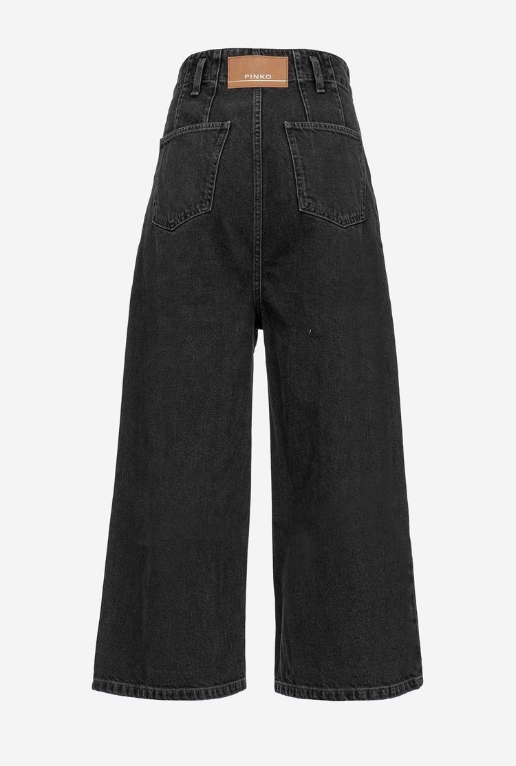 Women's Pinko Cropped Wide-leg In Black Denim Jeans Grey | Australia-04635129