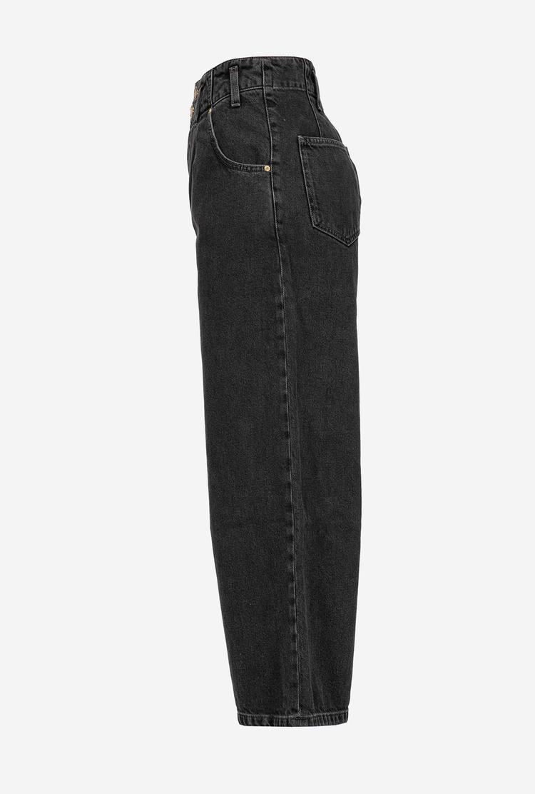 Women's Pinko Cropped Wide-leg In Black Denim Jeans Grey | Australia-04635129