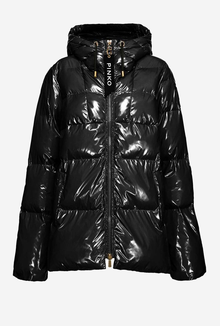 Women's Pinko Crystal Nylon Jackets Black | Australia-26370489