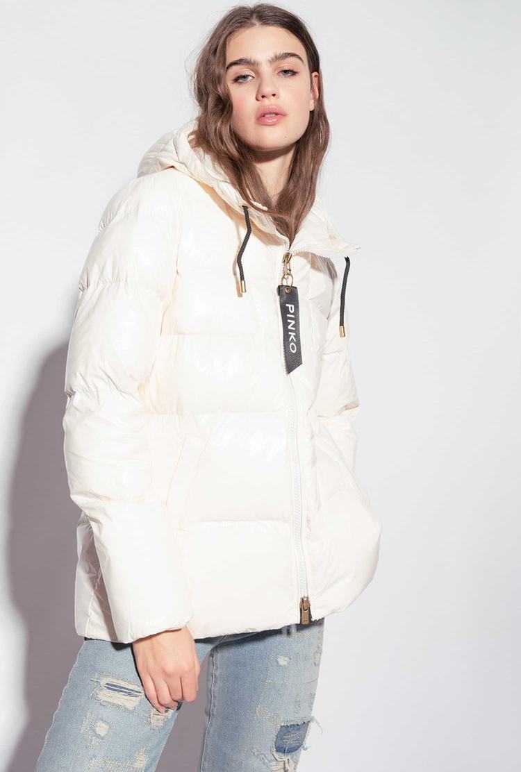 Women's Pinko Crystal Nylon Jackets White | Australia-97530249