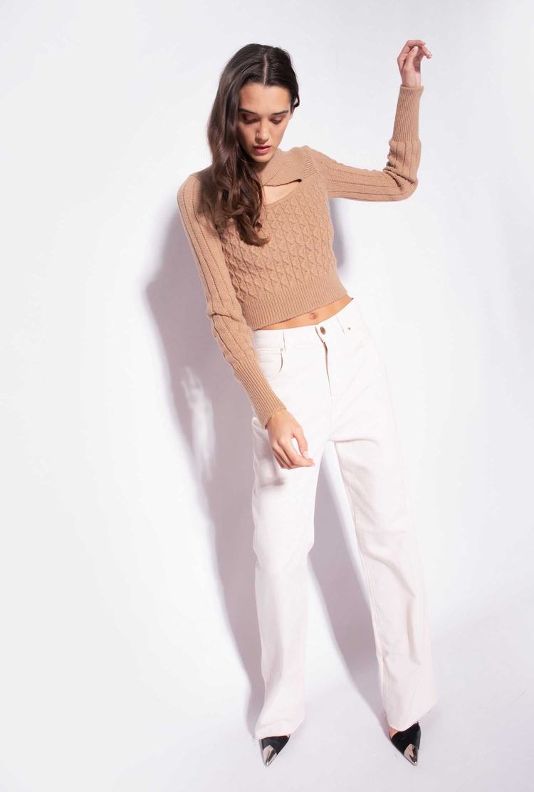 Women's Pinko Cut-out Detailing Pullover Brown Beige | Australia-03947259