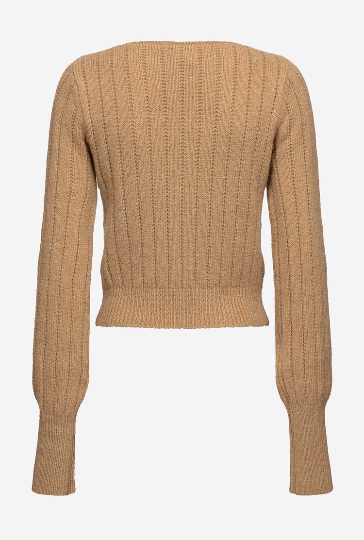 Women's Pinko Cut-out Detailing Pullover Brown Beige | Australia-03947259