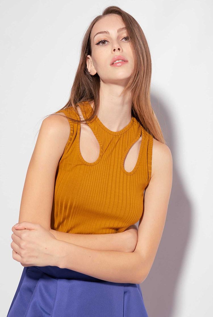 Women's Pinko Cut-out Tanks Gold | Australia-79165349