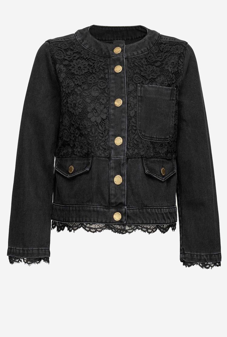 Women's Pinko Denim And Lace Jackets Black | Australia-76814909