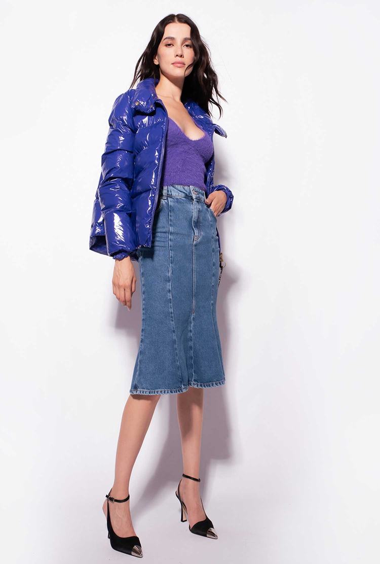 Women's Pinko Denim Midi Skirts Blue | Australia-57360219