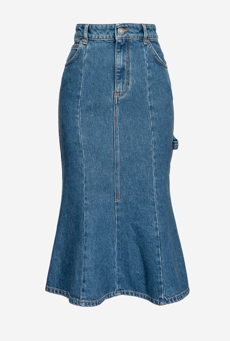 Women's Pinko Denim Midi Skirts Blue | Australia-57360219