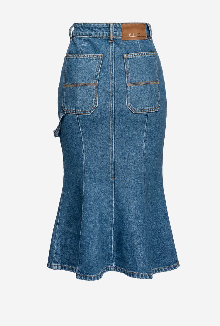 Women's Pinko Denim Midi Skirts Blue | Australia-57360219