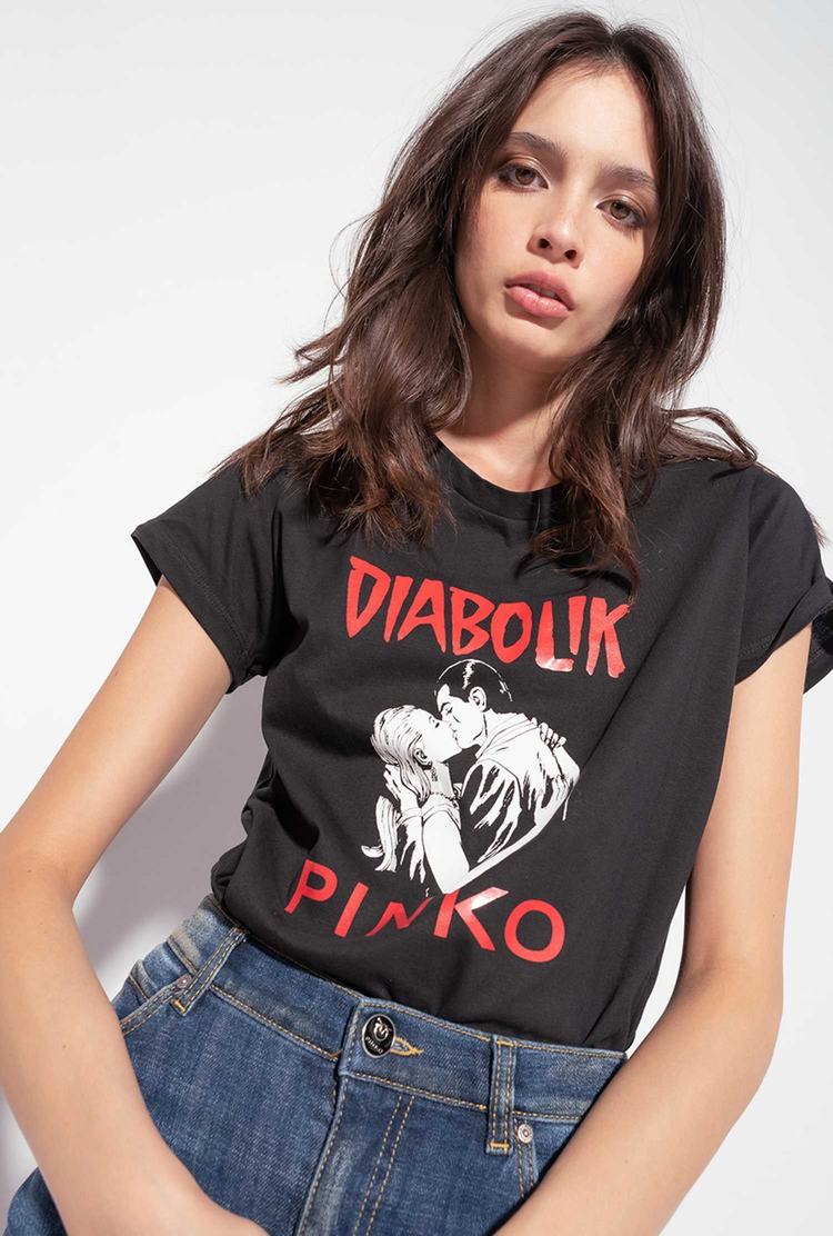 Women's Pinko Diabolik T Shirts Black | Australia-85196079