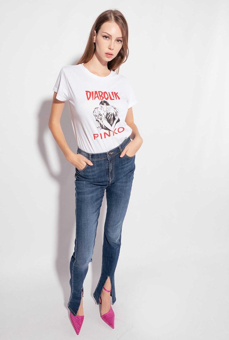 Women's Pinko Diabolik T Shirts White | Australia-84356299