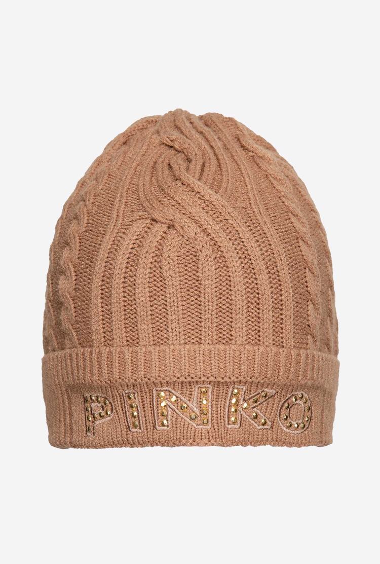 Women\'s Pinko Embroidered Beanie Beige | Australia-24983169