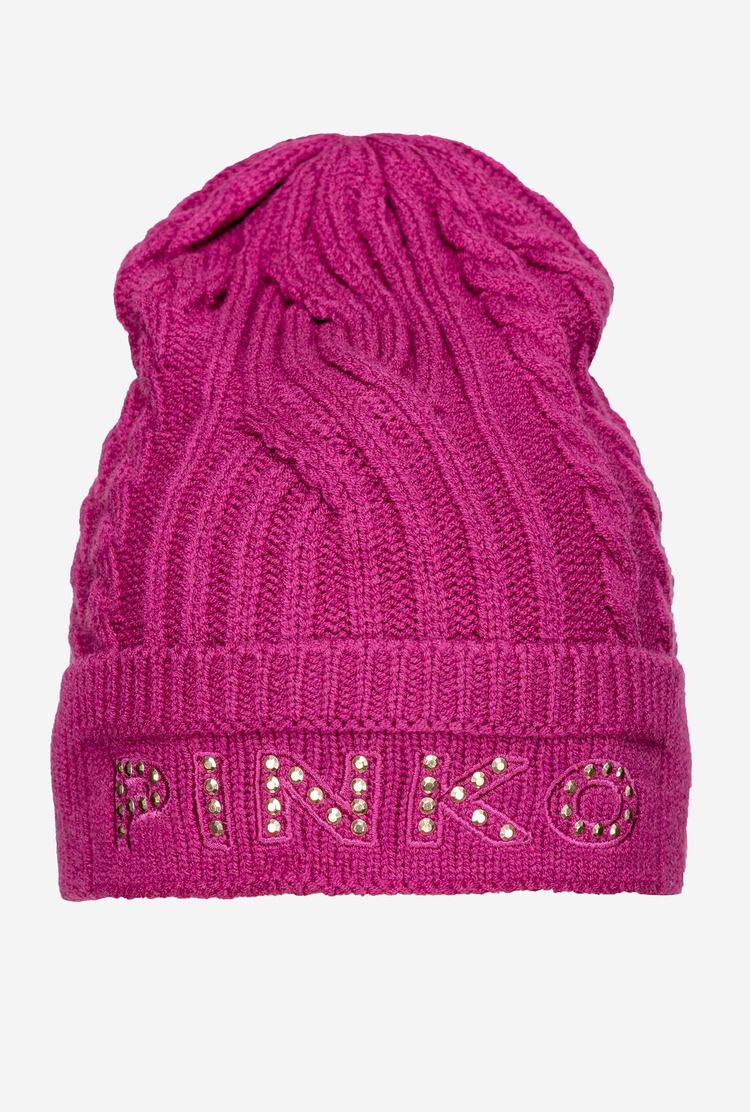 Women\'s Pinko Embroidered Beanie Fuchsia | Australia-97623849