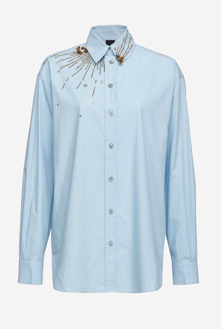 Women's Pinko Embroidery Shirts Blue | Australia-54370989